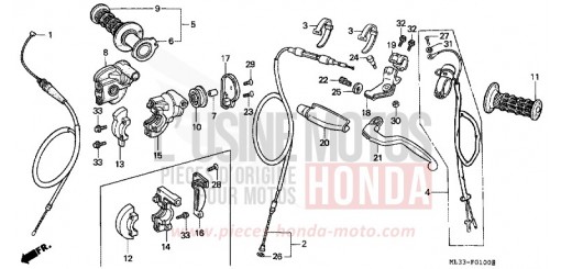 LEVIER DE GUIDON/COMMUTATEUR/CABLE CR500RN de 1992